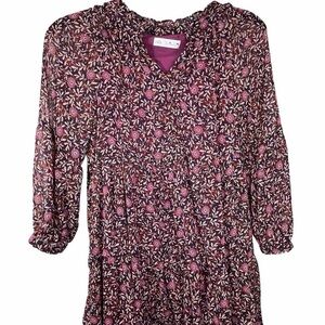 Zara Black and Pink Ruffled 3/4 Sleeve Dress